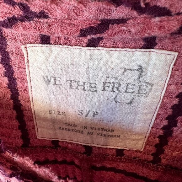 We the Free Top Womens Size S/P Pink Auntie Em Waffle Knit Peplum Cotton Blend - Picture 2 of 13